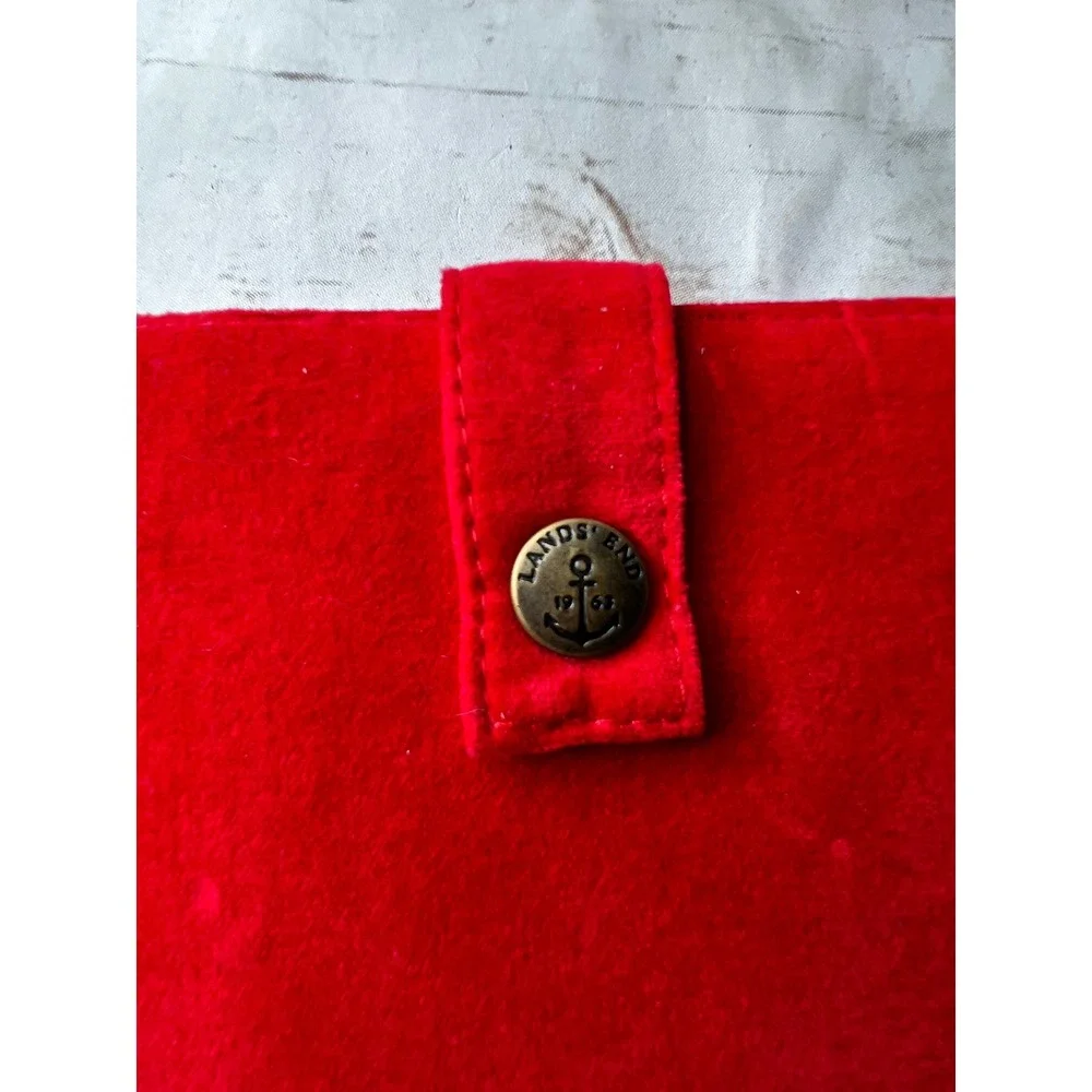 Lands End Tablet Sleeve Red Ivory Houndstooth Needlepoint Monogram S OS